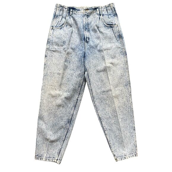 Vintage Lee 1980s Acid Wash High-rise Mom Jeans Women Size 18 Tapered Grunge - Picture 1 of 16